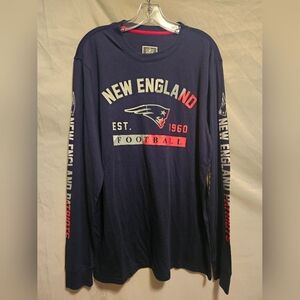 NFL New England Patriots Football Long Sleeve Crewneck T-shirt Size L, Navy Blue